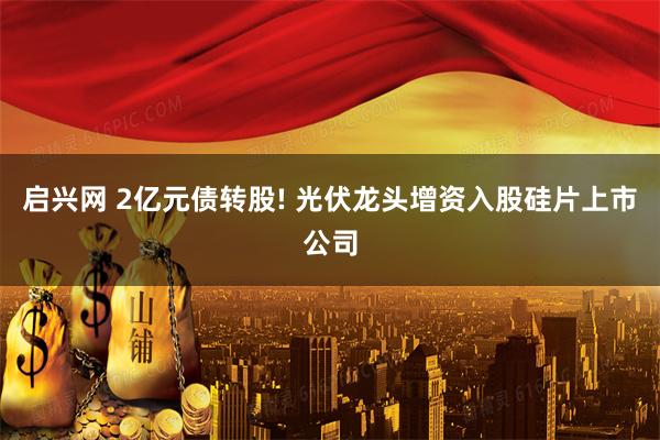启兴网 2亿元债转股! 光伏龙头增资入股硅片上市公司